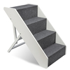 Arf Pets Wood Dog Stairs, 4 Levels Height Adjustment Wide Pet Steps, Foldable, White APSTPSWH
